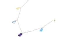 Harfi Women's Vibrant Multi Colour Gemstone Teardrop Silver Necklace | Size: 16 inches Harfi Silver 16 inches