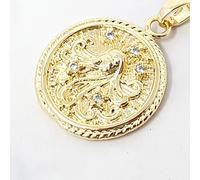 Harfi Women's Virgo Zodiac Gold Plated Round Crystal Pendant Charm Harfi Gold One Size
