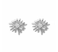 Harfi Women's White Topaz April Birthstone Daisy Birthflower Silver Stud Earrings Harfi Silver One Size