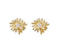 Harfi Women's White Topaz April Birthstone Daisy Birthflower Stud Earrings in Gold Harfi Gold One Size