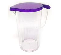 Harfield 1.1 Litre Clear Jug & Purple Sparkle Lid Virtually Unbreakable Polycarbonate Plastic Pitcher