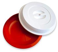 Harfield Assisted Dining Scoop Non Slip Plate with White Lid 23cm Virtually Unbreakable Copolyester (Red)