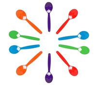 Harfield Pack of 10 Multicoloured Small Children's Dessert Spoons Virtually Unbreakable Reusable Polycarbonate Plastic