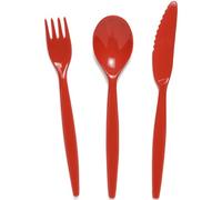 Harfield Polycarbonate Plastic Cutlery Set Red 20cm (x4 Sets) Reusable Virtually Unbreakable