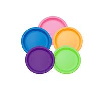 Harfield Rainbow Multicoloured 17cm Small Plate Set of 5 Reusable Virtually Unbreakable Polycarbonate Plastic Plates