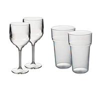 Harfield Roltex 4 Piece Barware Set x2 350ml Wine Glasses & x2 Tulip Pint Glasses Virtually Unbreakable Reusable Polycarbonate Plastic