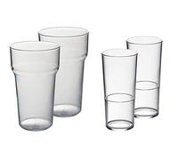 Harfield Roltex 4 Piece Pint and Half Pint Glass Set Shatterproof Reusable PC Plastic Tulip Hi Ball Tumblers