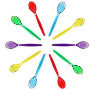 Harfield Set of 10 Multicoloured Translucent Rainbow Teaspoons Reusable Virtually Unbreakable BPA Free Copolyester