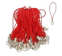 HARFINGTON 100 Pcs Phone Charm Lanyard Strap Kit, 58 mm Split Ring String Charm Lariat Lanyard Hanging Pendant Clasp for Camera USB Drive Keychain DIY Jewelry Accessories, Red