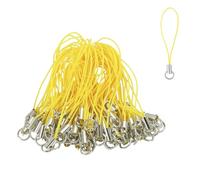 HARFINGTON 100 Pcs Phone Charm Lanyard Strap Kit, 58 mm Split Ring String Charm Lariat Lanyard Hanging Pendant Clasp for Camera USB Drive Keychain DIY Jewelry Accessories, Light Yellow
