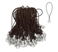 HARFINGTON 100 Pcs Phone Charm Lanyard Strap Kit, 58 mm Split Ring String Charm Lariat Lanyard Hanging Pendant Clasp for Camera USB Drive Keychain DIY Jewelry Accessories, Coffee Brown