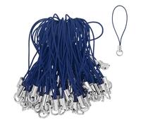 HARFINGTON 100 Pcs Phone Charm Lanyard Strap Kit, 58 mm Split Ring String Charm Lariat Lanyard Hanging Pendant Clasp for Camera USB Drive Keychain DIY Jewelry Accessories, Blue