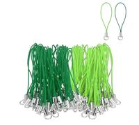HARFINGTON 100 Pcs Phone Charm Lanyard Strap Kit, 58 mm Split Ring String Charm Lariat Lanyard Hanging Pendant Clasp for Camera USB Drive Keychain DIY Accessories, Dark Green/Light Green