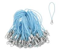 HARFINGTON 100 Pcs Phone Charm Lanyard Strap Kit, 58 mm Split Ring String Charm Lariat Lanyard Hanging Pendant Clasp for Camera USB Drive Keychain DIY Jewelry Accessories, Lake Blue