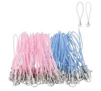 HARFINGTON 100 Pcs Phone Charm Lanyard Strap Kit, 58 mm Split Ring String Charm Lariat Lanyard Hanging Pendant Clasp for Camera USB Drive Keychain DIY Accessories, Pink/Light Blue