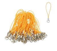 HARFINGTON 100 Pcs Phone Charm Lanyard Strap Kit, 58 mm Split Ring String Charm Lariat Lanyard Hanging Pendant Clasp for Camera USB Drive Keychain DIY Jewelry Accessories, Golden Yellow