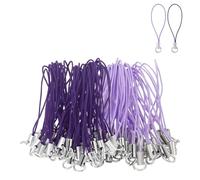 HARFINGTON 100 Pcs Phone Charm Lanyard Strap Kit, 58 mm Split Ring String Charm Lariat Lanyard Hanging Pendant Clasp for Camera USB Drive Keychain DIY Accessories, Dark Purple/Light Purple
