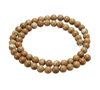 HARFINGTON 100pcs Natural Stone Beads 6mm Wooden Grain Yellow Gemstone Round Gemstone Stone Loose Beading Real Genuine Smooth Balls Bead for Jewelry Making Bracelets Necklace Earrings DIY