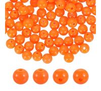HARFINGTON 100pcs Orange Acrylic Round Beads 8mm Dia 1.9mm Hole Plastic Resin Smooth Balls Loose Bead for Jewelry Making Bracelets Necklace Earrings DIY