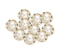 HARFINGTON 10pcs 28L Gold White Faux Pearl Buttons 18mm 23/32" Dia 0.53" Thick Plastic Round Sewing Button Replacement Craft Fastener for Coats Clothing DIY Crafts Style D
