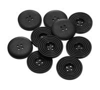 HARFINGTON 10pcs 48L DIY Sewing Buttons 1-3/16"(30mm) Wooden Round Flat 4-Hole Craft Replacement Buttons for Sewing Clothing Handmade Crafts, Black