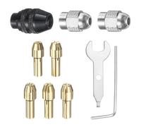 HARFINGTON 10pcs Drill Chuck Collet Set 0.5/0.8/1/1.2/1.5mm Mini Electric Grinder Quick Change Replacement Drilling Tool for Rotary Tools with 485 Brass Collet Metal Nut