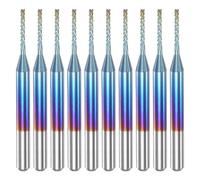 HARFINGTON 10pcs End Mills CNC Router Bits 1/8" Shank 1mm Blue Coated Tungsten Carbide Milling Cutters for PCB Acrylic Wood Aluminum Metal