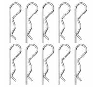 HARFINGTON 10pcs Heavy Duty Hitch Pins M3x65mm Stainless Steel R Clips Spring Retaining Cotter Pins for Trailer Locking Mowers Trucks RVs Machinery Heavy Duty Pin Locking Systems, Silver