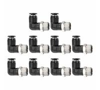 HARFINGTON 10pcs Push to Connect Tube Fitting 1/4" BSPT Male Thread x 6mm ID 90 Degree Pneumatic Quick Connect Air Fittings, Black