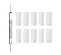 HARFINGTON 10pcs Watch Strap Loop 14mm Rubber Watch Holder Fastener Rings Retainer with Spring Bar Tool for Watch Band Repair, White