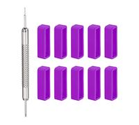HARFINGTON 10pcs Watch Strap Loop 16mm Rubber Watch Holder Fastener Rings Retainer with Spring Bar Tool for Watch Band Repair, Purple