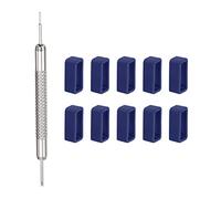 HARFINGTON 10pcs Watch Strap Loop 16mm Rubber Watch Holder Fastener Rings Retainer with Spring Bar Tool for Watch Band Repair, Navy Blue