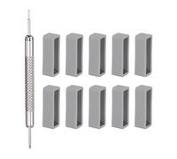 HARFINGTON 10pcs Watch Strap Loop 20mm Rubber Watch Holder Fastener Rings Retainer with Spring Bar Tool for Watch Band Repair, Grey