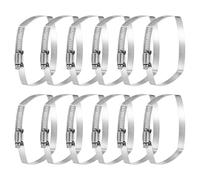 HARFINGTON 12pcs 4" x 3" Rectangular Hose Clamps 304 Stainless Steel Square Duct Pipe Hose Clamp Adjustable for Ducting Securing Hose Cable and Bridge Project Application