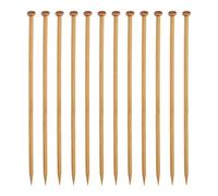 HARFINGTON 12Pcs 6mm Bamboo Knitting Needle Straight Single Pointed 10 Inch Long Wooden Sweater Knitting Needles US Size 10 for Yarn Beginners Hand Sock DIY