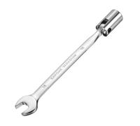 HARFINGTON 16mm Swivel Head Socket Combination Spanner Wrench CR-V Steel Rotary Torx Socket Head Open End Wrenches Spanner Mirror Polishing for Auto Car Repairing