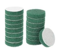 HARFINGTON 16pcs Scrubber Scouring Pads 180 Grits 2 Inch Drill Power Brush Hoop and Loop Surface Conditioning Disc Drill Scuffing Disc Scrub Pads for Home Kitchen Cleaning, Green