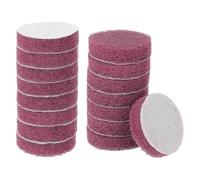 HARFINGTON 16pcs Scrubber Scouring Pads 500 Grits 2 Inch Drill Power Brush Hoop and Loop Surface Conditioning Disc Drill Scuffing Disc Scrub Pads for Home Kitchen Cleaning, Red