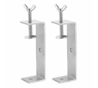 HARFINGTON 2 Pcs 304 Stainless Steel C Clamps 120mm Square Mini Tiger Clamp Adjustable Heavy Duty Metal U Clip with Butterfly Screws for Woodworking Welding Mounting, Silver