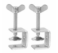 HARFINGTON 2 Pcs 304 Stainless Steel C Clamps 30mm Square Mini Tiger Clamp Adjustable Heavy Duty Metal U Clip with Press Screw for Woodworking Welding Mounting, Silver