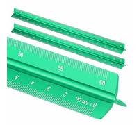 HARFINGTON 2 Pcs Architectural Scale Ruler, 12 Inch Metric Aluminum Alloy Architect Triangular Large Scale Laser-Etched Blueprint Drafting Ruler for Architects Engineers, Green