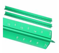 HARFINGTON 2 Pcs Architectural Scale Ruler, 12 Inch Standard Aluminum Alloy Architect Triangular Small Scale Laser-Etched Blueprint Drafting Ruler for Architects Engineers, Green