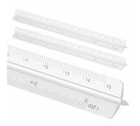 HARFINGTON 2 Pcs Architectural Scale Ruler, 7 Inch Metric Aluminum Alloy Architect Triangular Large Scale Laser-Etched Blueprint Drafting Ruler for Architects Engineers, Silver