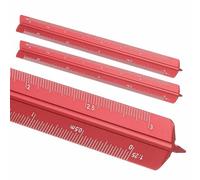 HARFINGTON 2 Pcs Architectural Scale Ruler, 7 Inch Metric Aluminum Alloy Architect Triangular Small Scale Laser-Etched Blueprint Drafting Ruler for Architects Engineers, Red