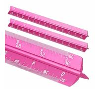 HARFINGTON 2 Pcs Architectural Scale Ruler, 7 Inch Standard Aluminum Alloy Architect Triangular Large Scale Laser-Etched Blueprint Drafting Ruler for Architects Engineers, Rose Red