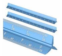 HARFINGTON 2 Pcs Architectural Scale Ruler, 7 Inch Standard Aluminum Alloy Architect Triangular Large Scale Laser-Etched Blueprint Drafting Ruler for Architects Engineers, Blue