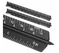 HARFINGTON 2 Pcs Architectural Scale Ruler, 7 Inch Standard Aluminum Alloy Architect Triangular Small Scale Laser-Etched Blueprint Drafting Ruler for Architects Engineers, Black