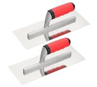 HARFINGTON 2 PCS Flat Drywall Trowel 11" x 4", 402 Stainless Steel Concrete Finishing Trowel Art Paint Plastering Hand Tools with TPE Grip, for Concrete Cement, Silver