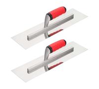 HARFINGTON 2 PCS Flat Drywall Trowel 16" x 4", 402 Stainless Steel Concrete Finishing Trowel Art Paint Plastering Hand Tools with TPE Grip, for Concrete Cement, Silver