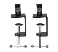 HARFINGTON 2 Pcs Metal Table Clamp Mount 2.7" Hole Dia Desk Lamp Mount Stand Universal Cantilever Bracket C-Clamp with Adjustable Screw Plastic Handle for Microphone Arm Lamp Stand, Black